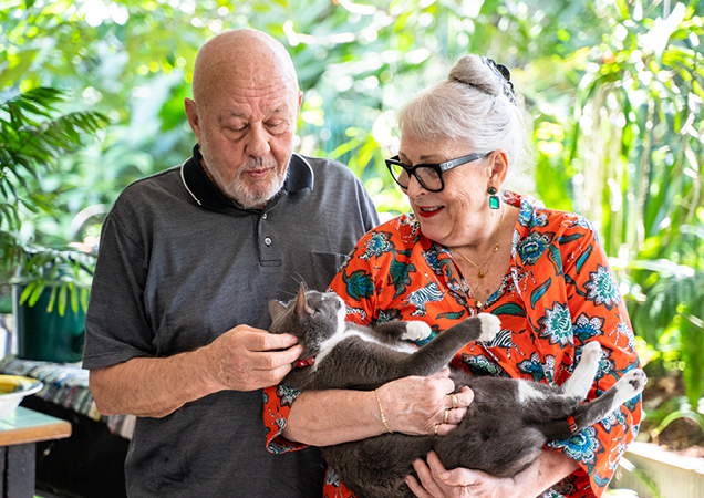 Jenny and David with their cat.